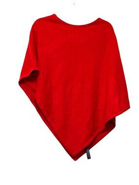Carolyn Taylor Red Knit Acrylic Poncho One Size Womens Made In Russia